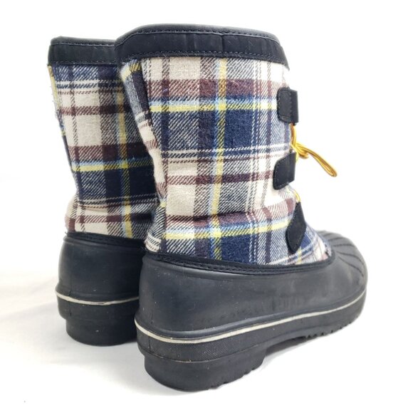 Itasca Rubber Rain Snow Boots Women's Size 10 Black Plaid Shaft - Picture 3 of 7